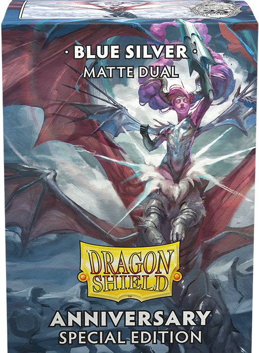 Dragon Shield: Matte Dual Anniversary Special Edition 100 Count – Blue/Silver