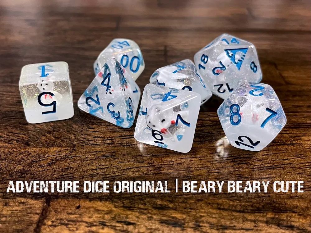 Adventure Dice: 7 Piece Dice Set - Beary Beary Cute