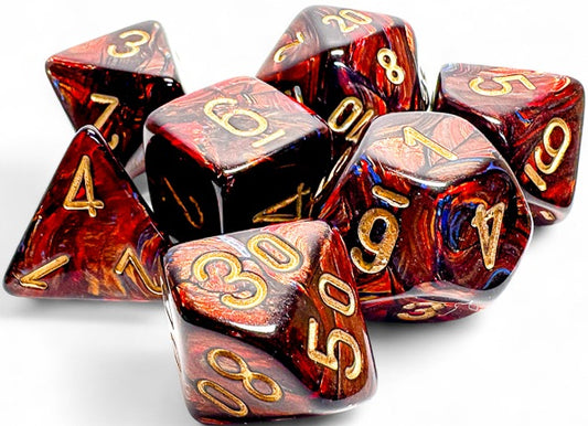 Chessex: 7 Piece Dice Set - Mega Scarab Blue Blood/Gold