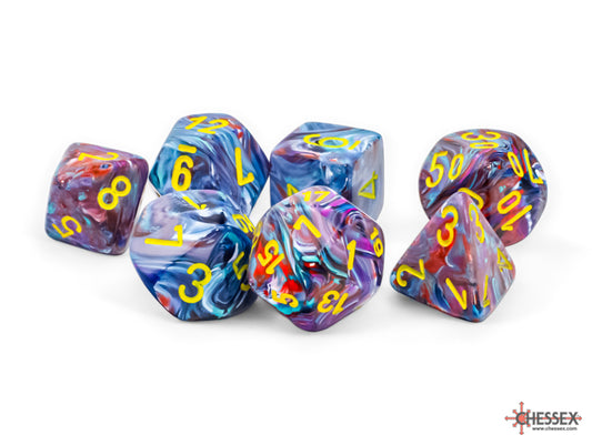 Chessex: 7 Piece Dice Set - Mega-Hedral Festive Mosaic/Yellow