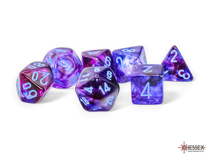 Chessex: 7 Piece Dice Set - Mega-Hedral Nocturnal/Blue Luminary