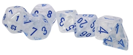 Chessex: 7 Piece Dice Set - Mega-Hedral Borealis Icicle/Light Blue