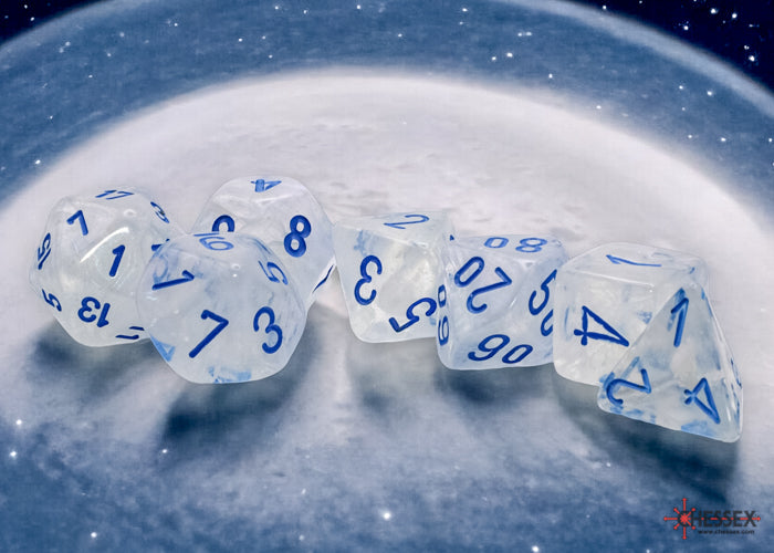 Chessex: 7 Piece Dice Set - Mega-Hedral Borealis Icicle/Light Blue