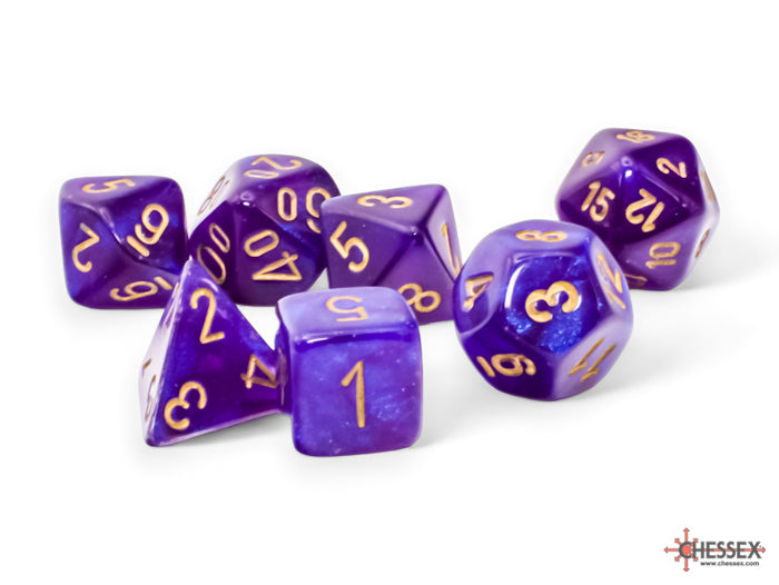 Chessex: 7 Piece Dice Set - Mega-Hedral Borealis Royal Purple/Gold