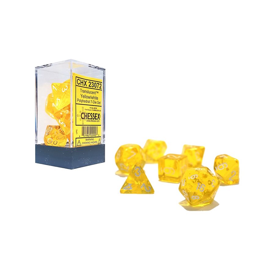 Chessex: 7 Piece Dice Set - Translucent Yellow/White