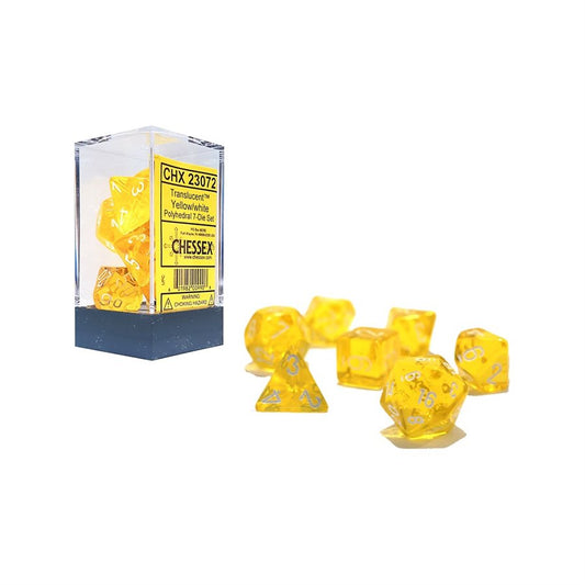 Chessex: 7 Piece Dice Set - Translucent Yellow/White