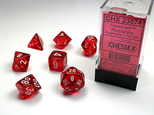 Chessex: 7 Piece Dice Set - Translucent Red/White