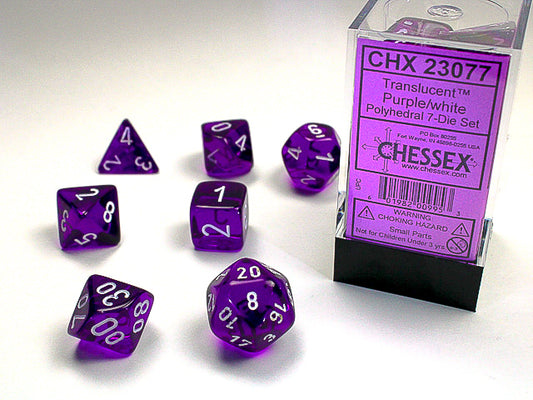 Chessex: 7 Piece Dice Set - Translucent Purple/White