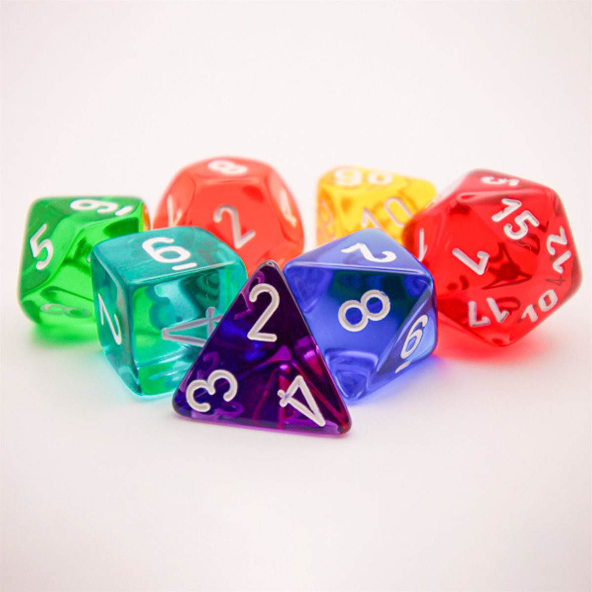 Chessex: 7 Piece Dice Set - Prism Translucent GM & Beginner Player Set