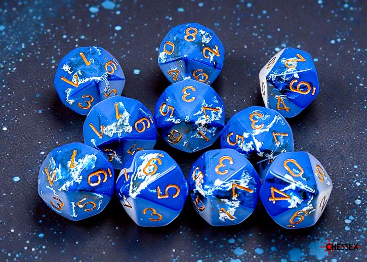 Chessex: 10D10 - Brush Wavebreak/Gold
