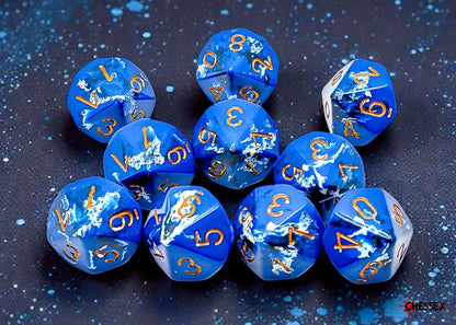 Chessex: 10D10 - Brush Wavebreak/Gold