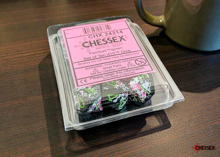 Chessex: 10D10 - Brush Paintball/Green
