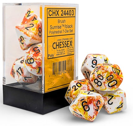Chessex: 7 Piece Dice Set - Brush Sunrise/Black