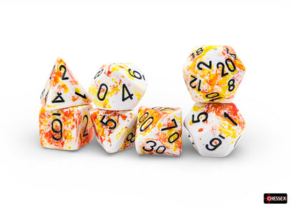 Chessex: 7 Piece Dice Set - Brush Sunrise/Black
