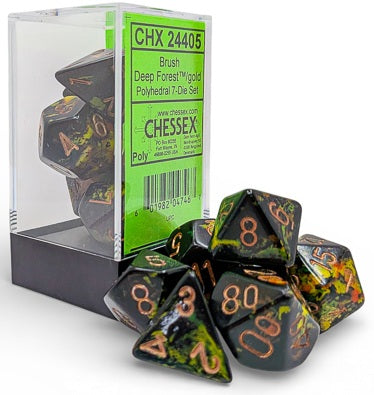 Chessex: 7 Piece Dice Set - Brush Deep Forest/Gold