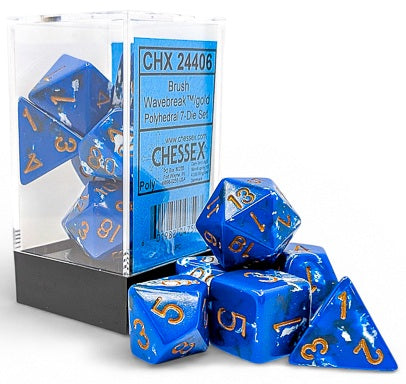 Chessex: 7 Piece Dice Set - Brush Wavebreak/Gold