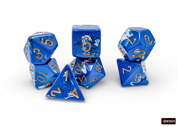 Chessex: 7 Piece Dice Set - Brush Wavebreak/Gold