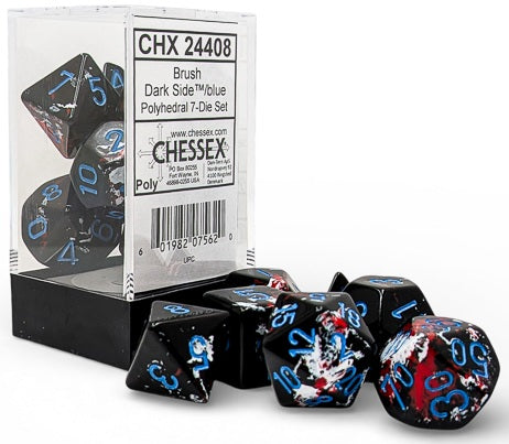 Chessex: 7 Piece Dice Set - Brush Dark Side/Blue