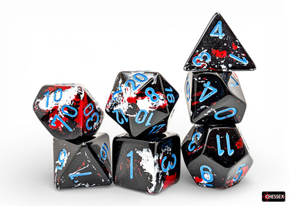 Chessex: 7 Piece Dice Set - Brush Dark Side/Blue