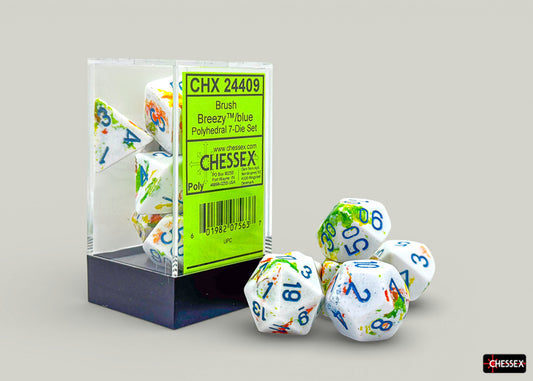 Chessex: 7 Piece Dice Set - Brush Breezy/Blue