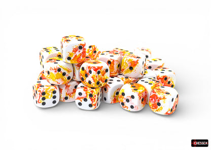 Chessex: 36D6 12MM Dice - Brush Sunrise/Black