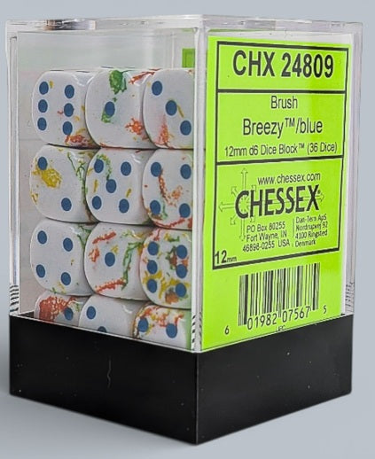 Chessex: 36D6 12MM Dice - Brush Breezy/Blue