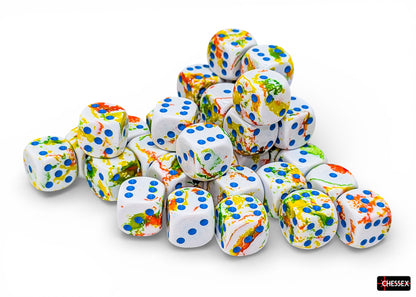 Chessex: 36D6 12MM Dice - Brush Breezy/Blue