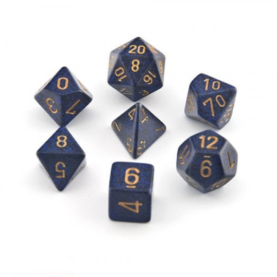 Chessex: 7 Piece Dice Set - Speckled Golden Cobalt