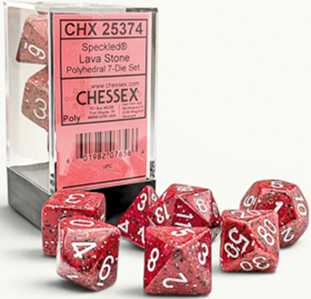 Chessex: 7 Piece Dice Set - Speckled Lava Stone
