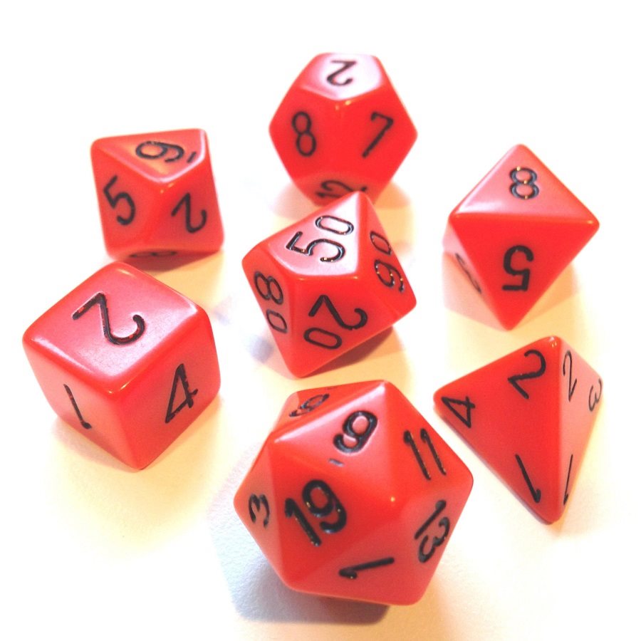 Chessex: 7 Piece Dice Set - Opaque Orange/Black