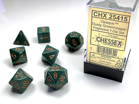 Chessex: 7 Piece Dice Set - Opaque Dusty Green/Copper