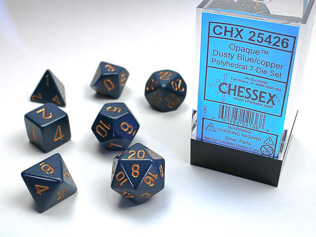 Chessex: 7 Piece Dice Set - Opaque Dusty Blue/Copper