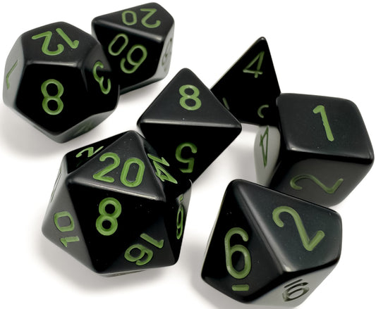 Chessex: 7 Piece Dice Set - Opaque Black/Green