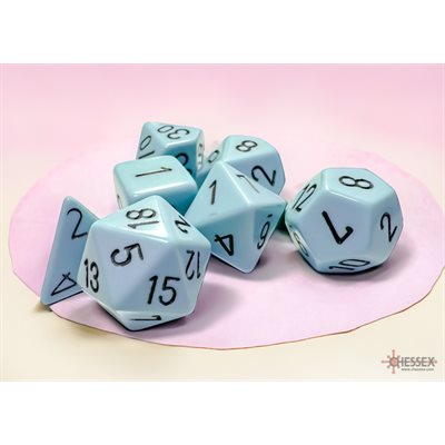 Chessex: 7 Piece Dice Set - Opaque Pastel Blue/Black