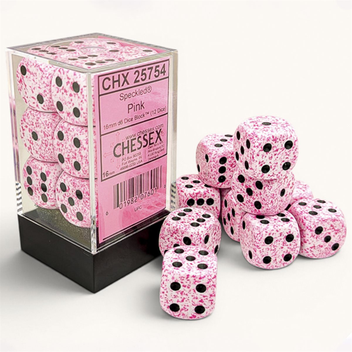 Chessex: 12D6 16MM Dice - Speckled Pink