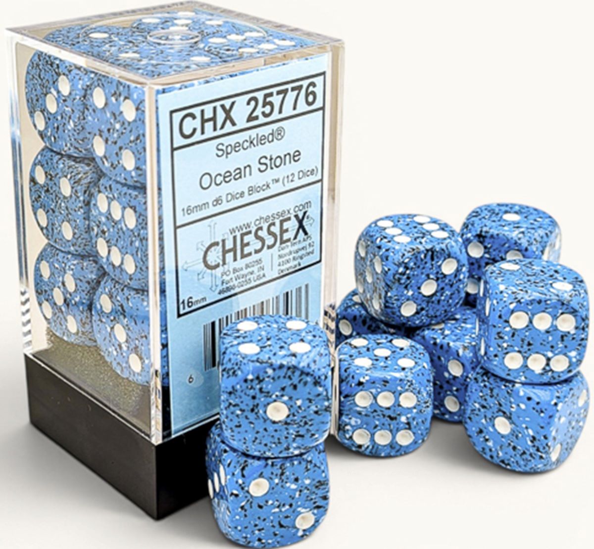 Chessex: 12D6 16MM Dice - Speckled Ocean Stone
