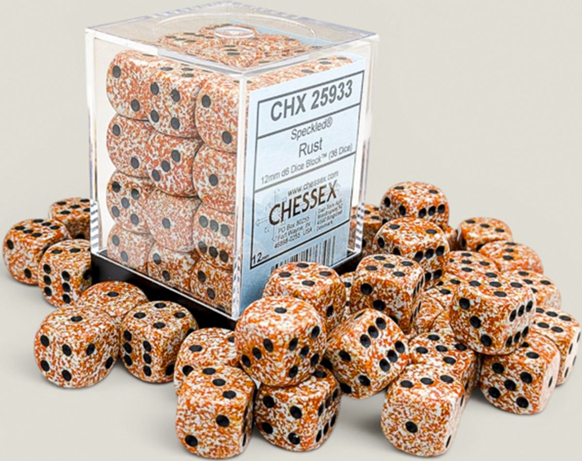 Chessex: 36D6 12MM Dice - Speckled Rust