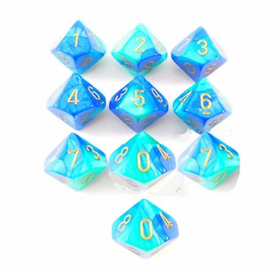 Chessex: 10D10 - Gemini Astral Blue-Teal/Gold