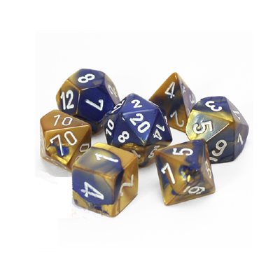 Chessex: 7 Piece Dice Set - Gemini Blue-Gold/White