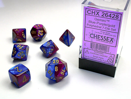 Chessex: 7 Piece Dice Set - Gemini Blue-Purple/Gold