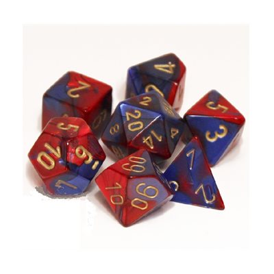 Chessex: 7 Piece Dice Set - Gemini Blue-Red/Gold