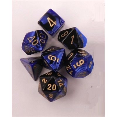 Chessex: 7 Piece Dice Set - Gemini Black-Blue/Gold