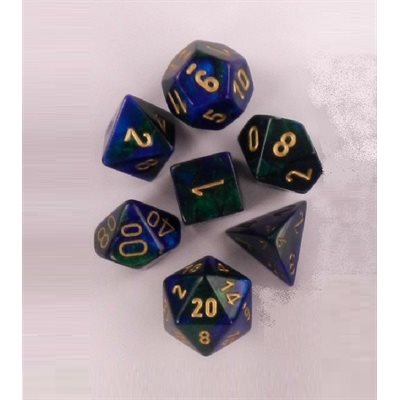 Chessex: 7 Piece Dice Set - Gemini Blue-Green/Gold