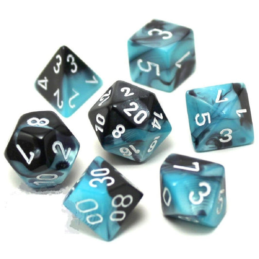 Chessex: 7 Piece Dice Set - Gemini Black-Shell/White