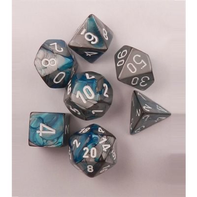 Chessex: 7 Piece Dice Set - Gemini Steel-Teal/White