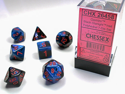 Chessex: 7 Piece Dice Set - Gemini Black-Starlight/Red
