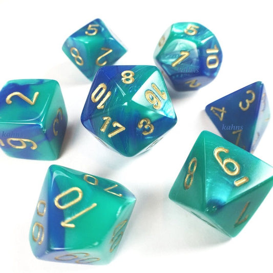 Chessex: 7 Piece Dice Set - Gemini Blue-Teal/Gold