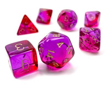 Chessex: 7 Piece Dice Set - Gemini Translucent Red-Violet/Gold