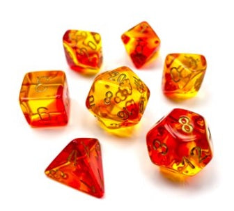 Chessex: 7 Piece Dice Set - Gemini Translucent Red-Yellow/Gold