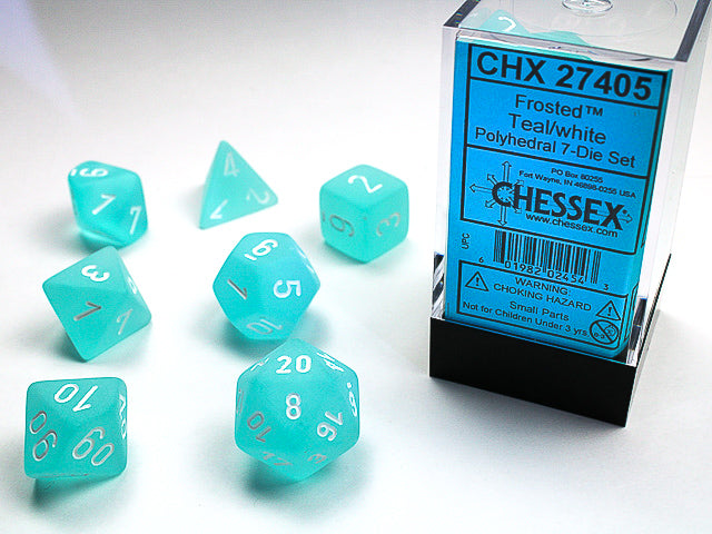 Chessex: 7 Piece Dice Set - Frosted Teal/White